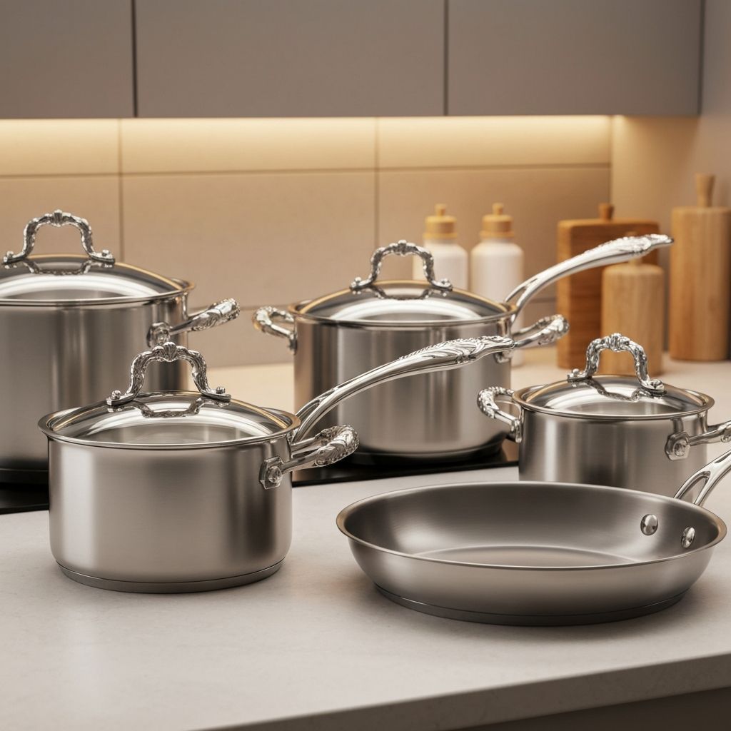 Opus Prima Collection - Modern Stainless Steel Cookware with Ornate Handles